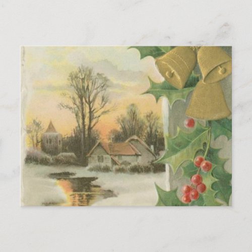 Vintage Christmas Morning Winter Scenery Holiday Postcard