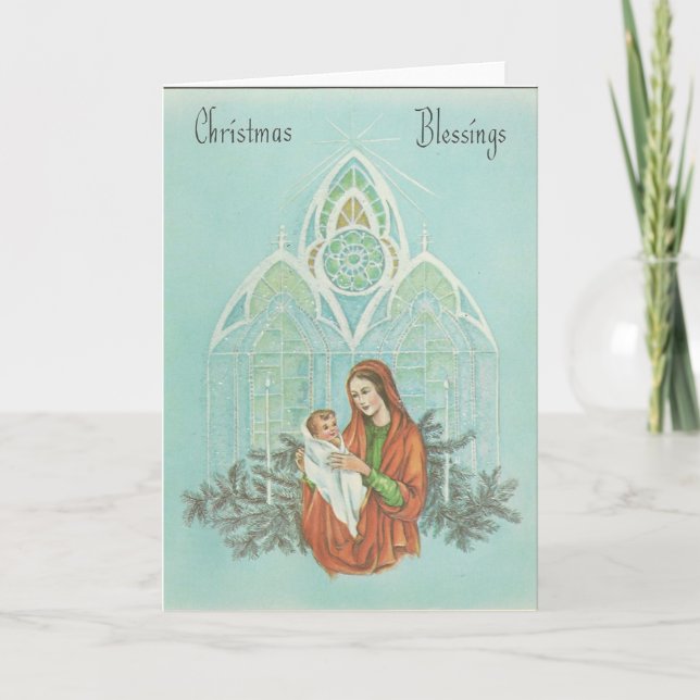Vintage Christmas Mother And Child Holiday Card (Front)