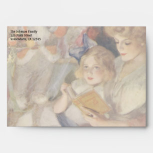 Vintage Christmas, Mother Reading Bedtime Story Envelope