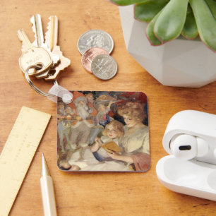 Vintage Christmas, Mother Reading Bedtime Story Keychain
