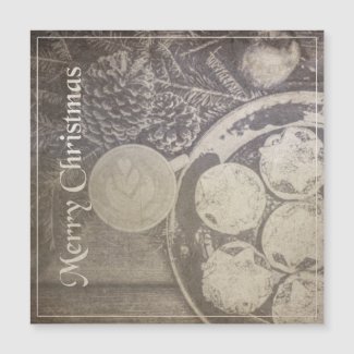 Vintage Christmas Motif with Cookies and Coffee