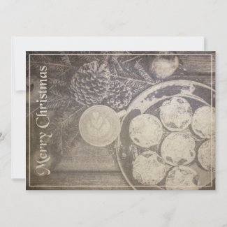 Vintage Christmas Motif with Cookies and Coffee