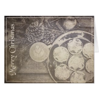 Vintage Christmas Motif with Cookies and Coffee