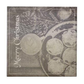 Vintage Christmas Motif with Cookies and Coffee