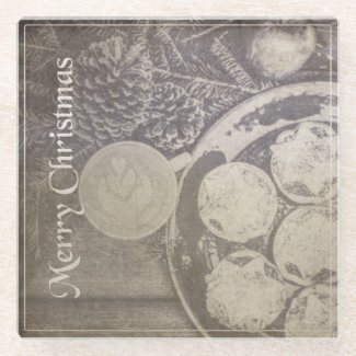 Vintage Christmas Motif with Cookies and Coffee