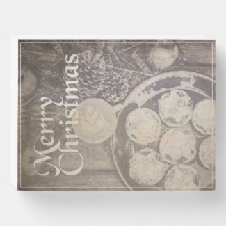 Vintage Christmas Motif with Cookies and Coffee