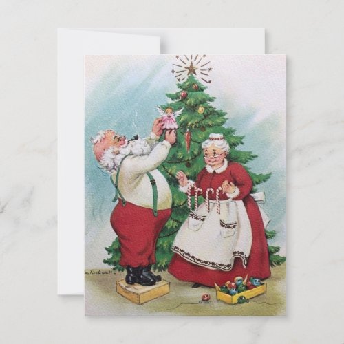 Vintage Christmas Mr And Mrs Claus Holiday Card