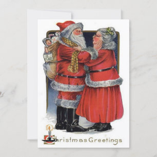 Vintage Christmas Mr and Mrs Santa Claus Holiday Card