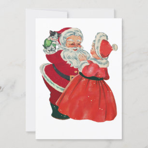 Vintage Christmas Mr and Mrs Santa Claus Holiday Card