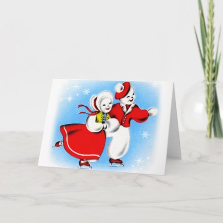 Vintage Christmas Mr. & Mrs. Snowman Holiday Card