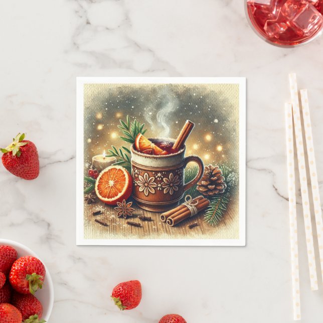 Vintage Christmas Mulled Apple Cider Decoupage Napkins (Insitu)