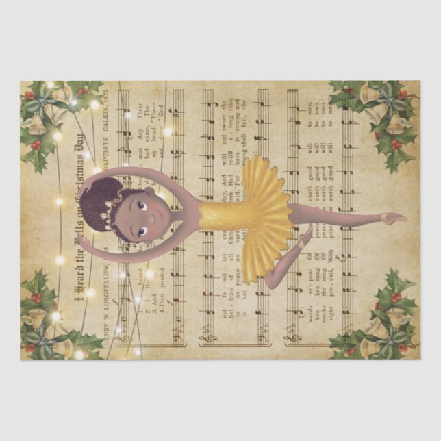 Vintage Christmas Music and Ballerina Tissue Paper (Front)