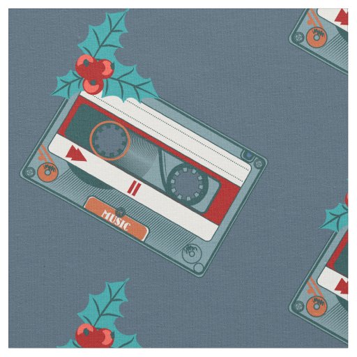 vintage christmas music cassette tape fabric