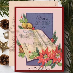 Vintage Christmas music custom name Holiday Postcard