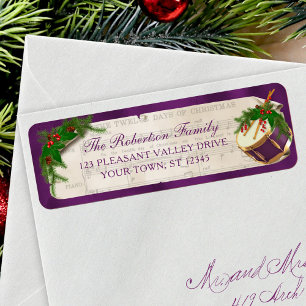 Vintage Christmas Music Drum Return Address Label