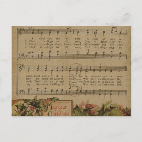Vintage Christmas Music Sheet Holiday