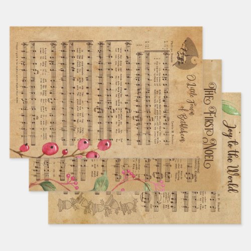 Vintage Christmas Music  Wrapping Paper Sheets