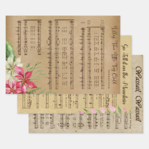 Vintage Christmas Music Wrapping Paper Sheets