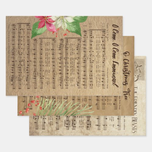 Vintage Christmas Music  Wrapping Paper Sheets