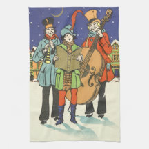 Vintage Christmas, Musicians Caroling with Music