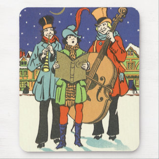 Vintage Christmas, Musicians Caroling with Music Mouse Pad