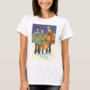 Vintage Christmas, Musicians Caroling with Music T-Shirt
