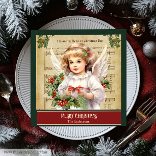Vintage Christmas Napkins Angel Dinner Accent Set