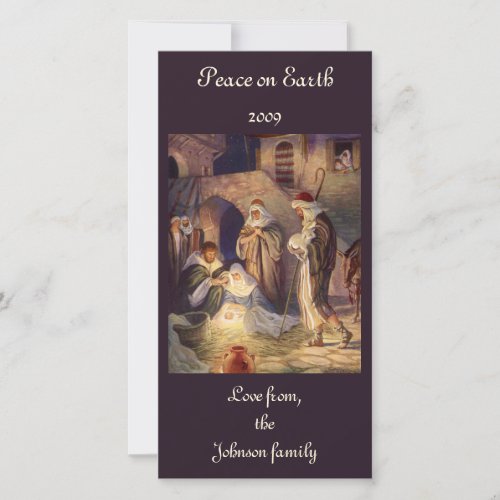 Vintage Christmas Nativity 3 Shepherds and Jesus Holiday Card