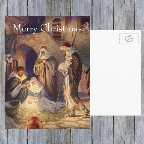 Vintage Christmas Nativity 3 Shepherds and Jesus Holiday Postcard