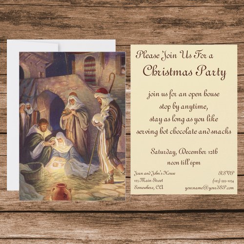 Vintage Christmas Nativity 3 Shepherds and Jesus Invitation