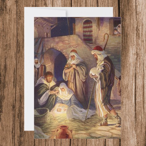 Vintage Christmas Nativity 3 Shepherds and Jesus  Invitation
