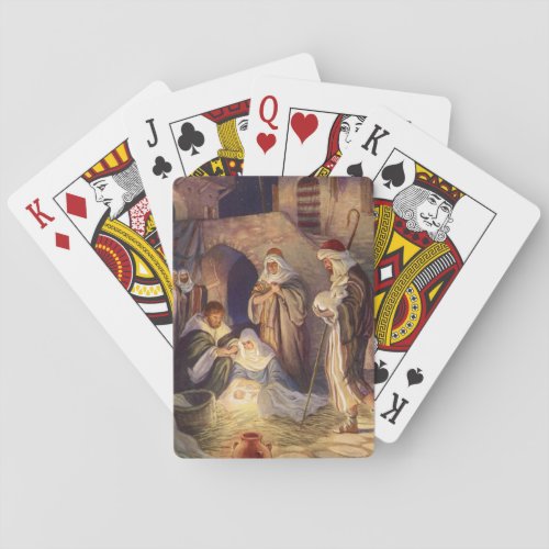 Vintage Christmas Nativity 3 Shepherds and Jesus Playing Cards