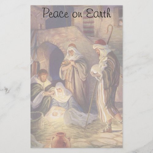 Vintage Christmas Nativity 3 Shepherds and Jesus Stationery