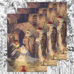 Vintage Christmas Nativity, 3 Shepherds and Jesus Wrapping Paper Sheets<br><div class="desc">Vintage illustration Christmas holiday religious image featuring a classic nativity. A Christian religion family scene with Mary,  Joseph,  the infant Jesus Christ in the manger and the three wise men in Bethlehem. The Three Shepherds and Jesus.</div>