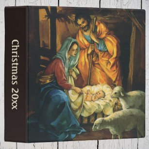 Vintage Christmas Nativity, Baby Jesus in Manger Binder