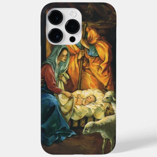 Vintage Christmas Nativity Baby Jesus in Manger Case_Mate iPhone 14 Pro Max Case