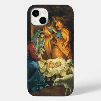 Vintage Christmas Nativity, Baby Jesus in Manger Case-Mate iPhone 14 Plus Case
