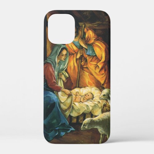 Vintage Christmas Nativity Baby Jesus in Manger iPhone 12 Mini Case