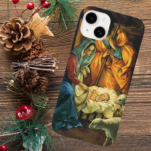 Vintage Christmas Nativity Baby Jesus in Manger Case_Mate iPhone 14 Case