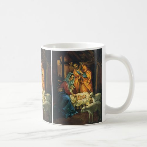 Vintage Christmas Nativity Baby Jesus in Manger Coffee Mug