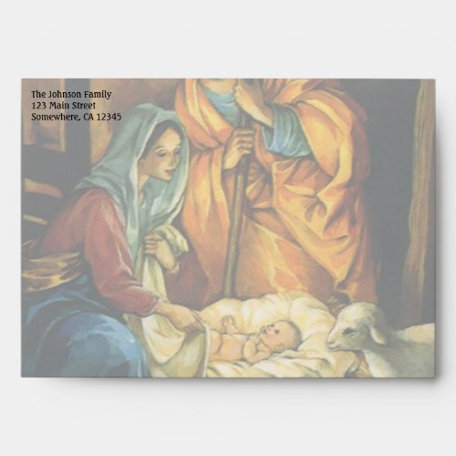 Vintage Christmas Nativity Baby Jesus in Manger Envelope