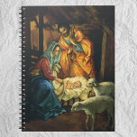 Vintage Christmas Nativity, Baby Jesus In Manger Notebook at Zazzle