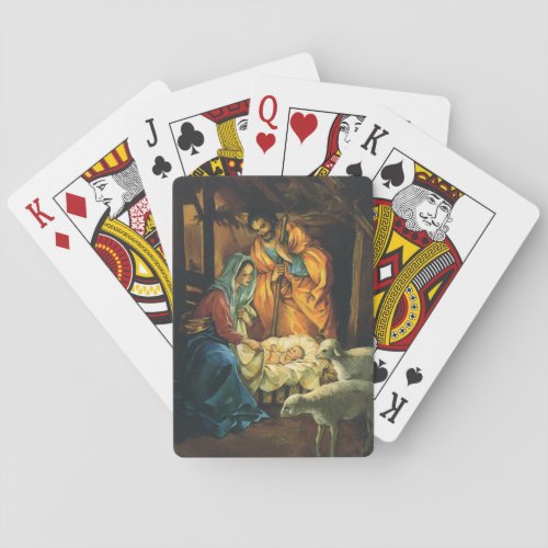Vintage Christmas Nativity Baby Jesus in Manger Playing Cards