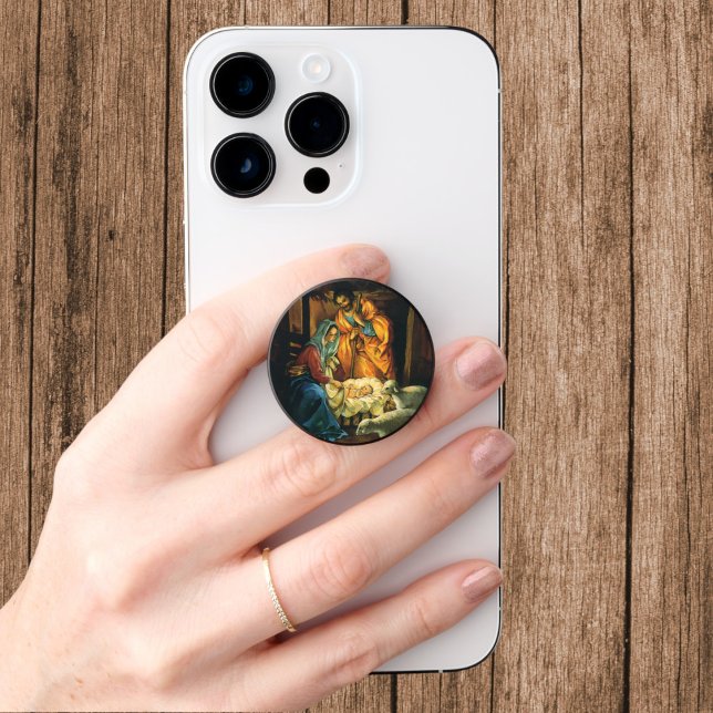 Vintage Christmas Nativity, Baby Jesus in Manger PopSocket (Creator Uploaded)