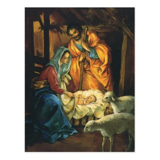 Vintage Christmas Nativity, Baby Jesus in Manger Postcards