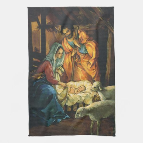 Vintage Christmas Nativity Baby Jesus in Manger Towel