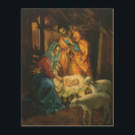 Vintage Christmas Nativity, Baby Jesus in Manger Wood Wall Decor<br><div class="desc">Vintage illustration religious Christmas holiday design featuring a classic nativity. A Christian religion family scene with Mary,  Joseph and the infant Jesus Christ in the manger with lamb and sheep. Bethlehem.</div>