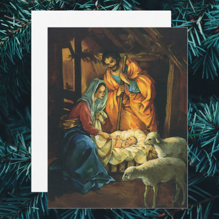 Vintage Christmas Nativity, Baby Jesus Invitation