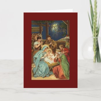 Vintage Christmas Nativity Holiday Card by vintagecreations at Zazzle
