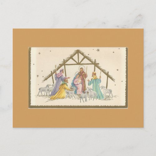 Vintage Christmas Nativity Holiday Postcard